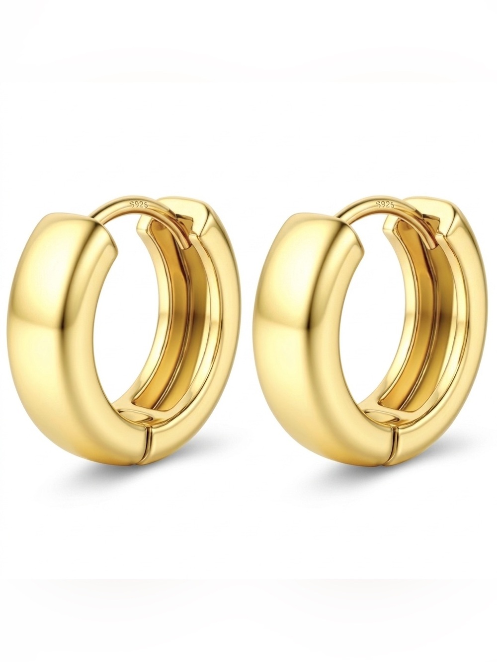 ⭐️FINAL PRICE #60 Sterling Silver Gold Plated Chunky Huggie Hoop Earrings